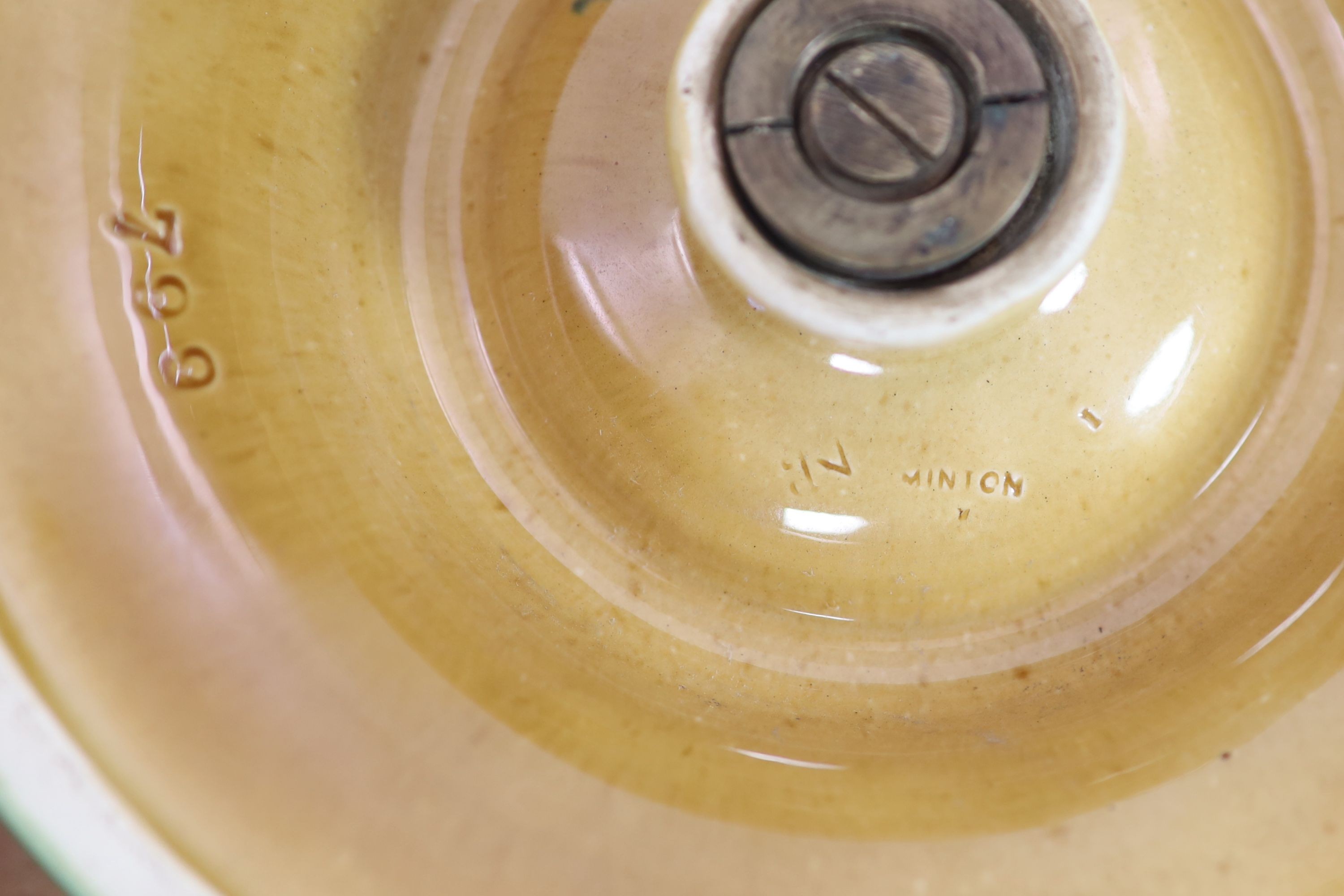 OA Minton majolica Lazy Susan, manner of A W N Pugin, date code for 1871, 47cm diameter